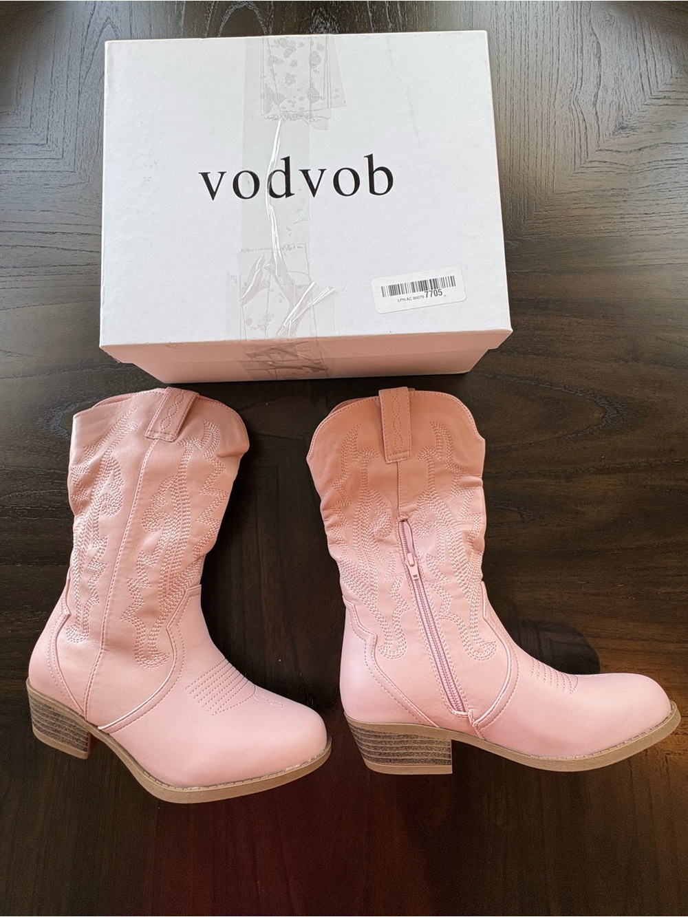 Girls Pink Western Cowboy Boots Size 4 Embroidered Side Zip New